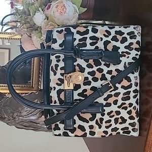 Hamilton Traveler Leopard Hair Calf Large Satchel'